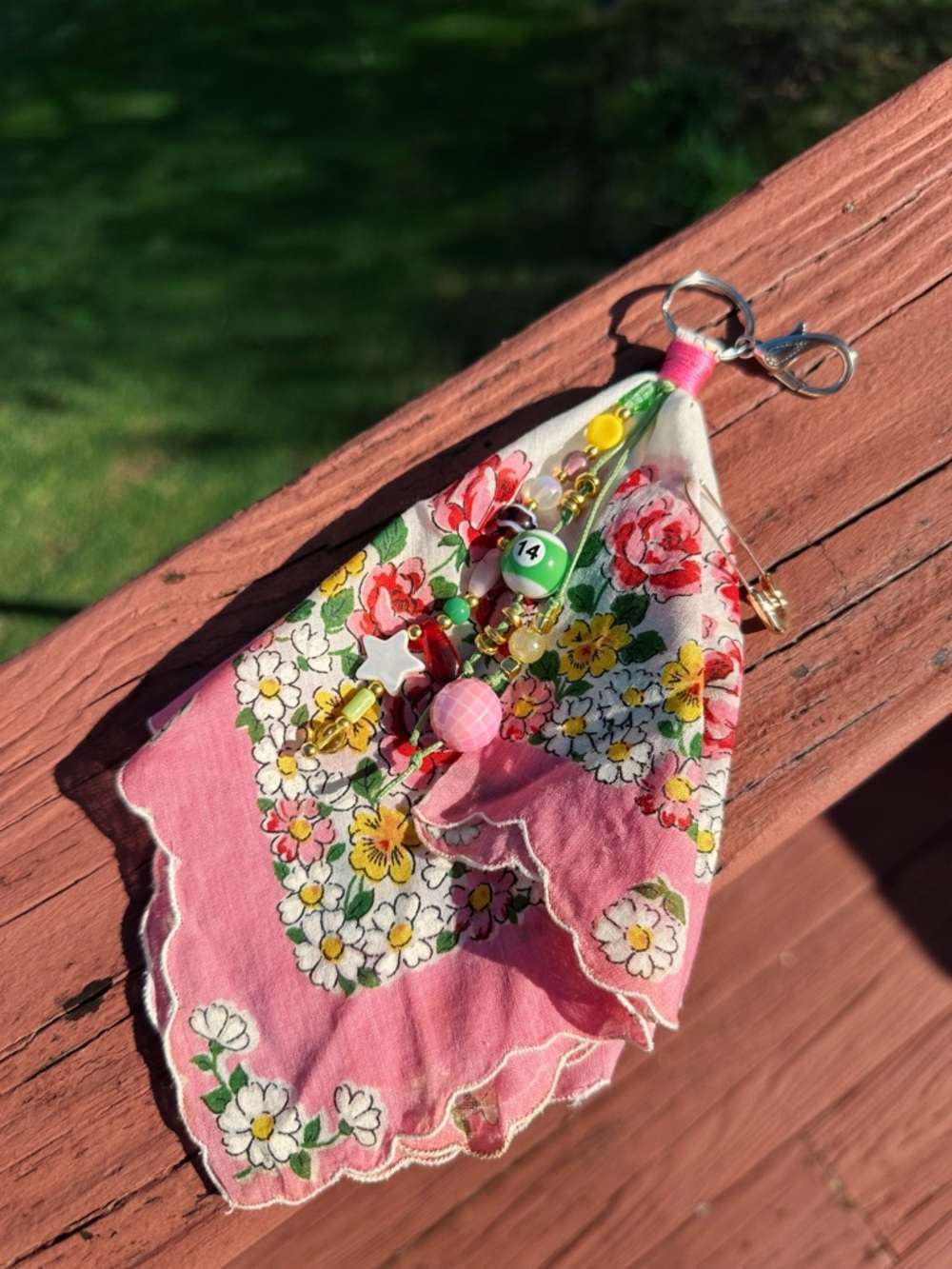 Handmade Vintage Handkerchief Bag Charm Keychain 🌟